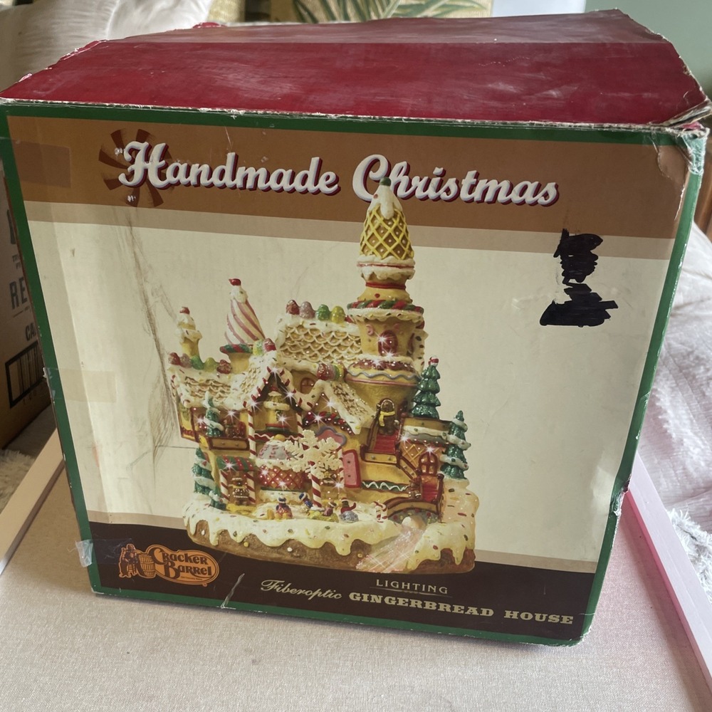 Cracker Barrel Fiber Optic Gingermint Gingerbread House Christmas Village Castle - Picture 8 of 8